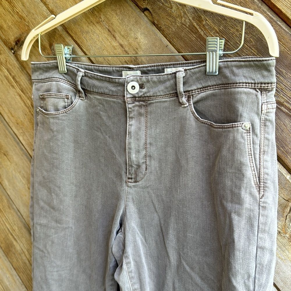 J. Jill authentic fit, slim ankle denim jeans taupe brown size 12. - Picture 2 of 6